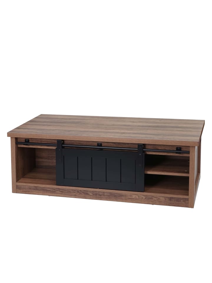 MCW Couchtisch K75 mit Schiebetüre und 6 Staufächer, Braun günstig kaufen onesize