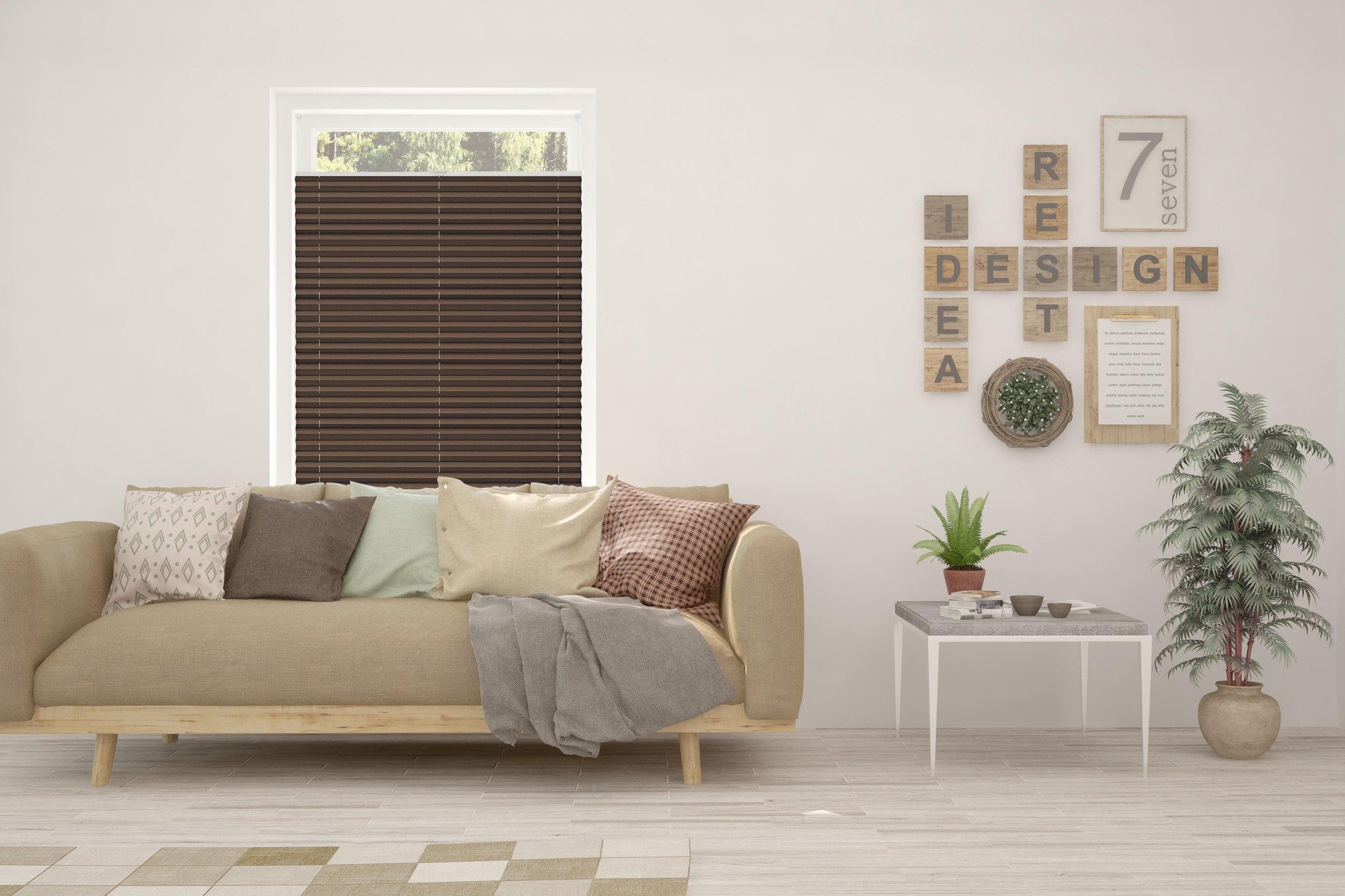Plissee Basic, ondeco, Lichtschutz, ohne Bohren, verspannt, Klemmträger mit Feststellschraube