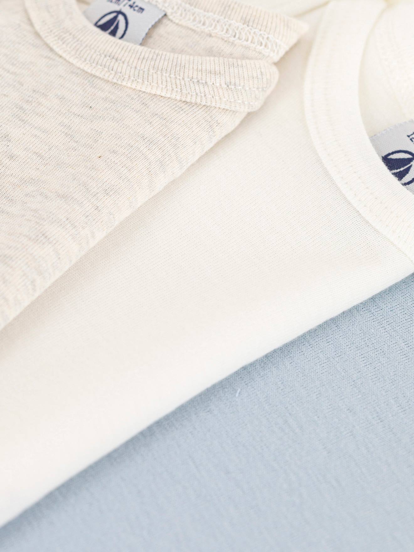 Lot de 3 bodies manches longues en coton bio PETIT BATEAU blanc