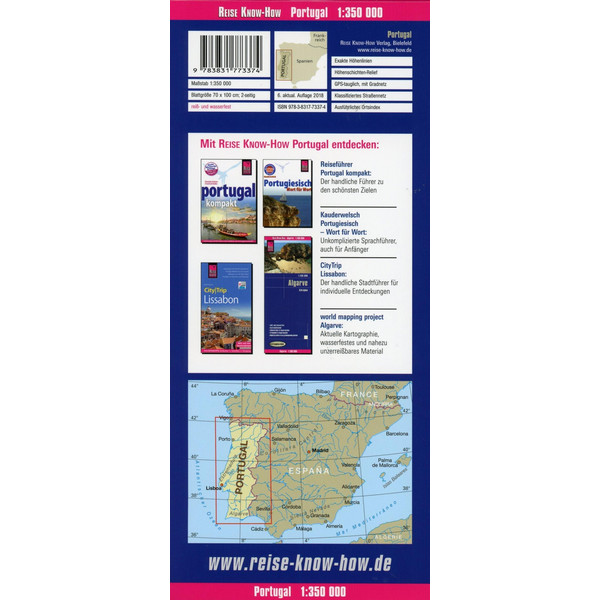 Reise Know-How Landkarte Portugal 1 : 350 000 - Straßenkarte