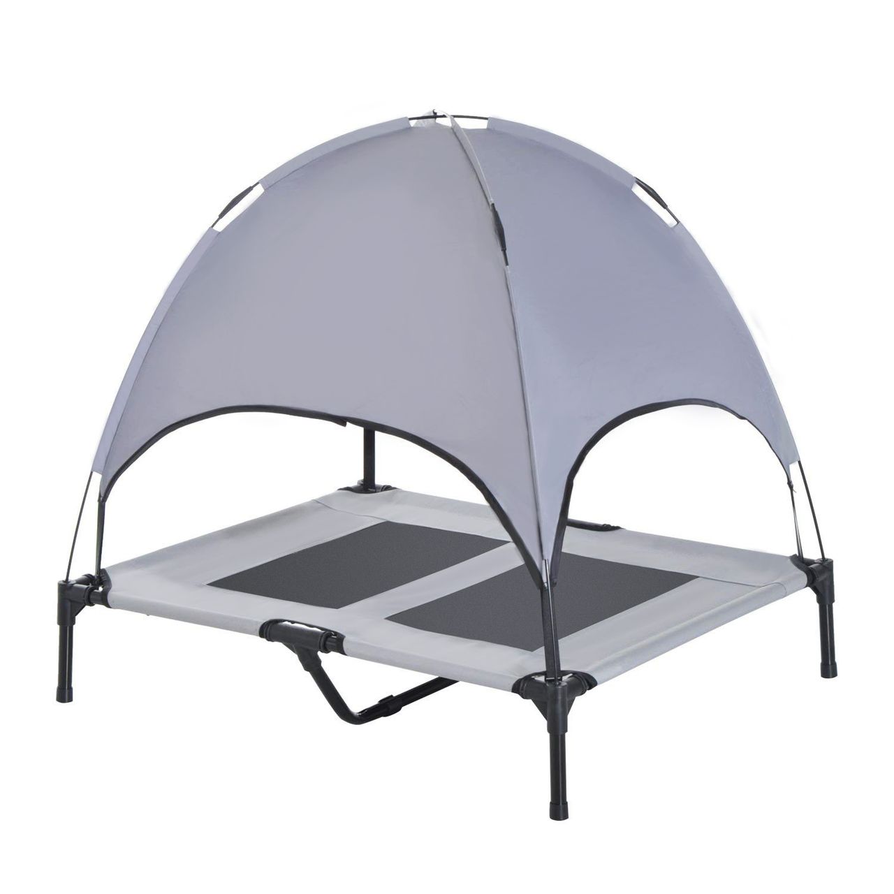 PawHut Haustierbett mit Baldachin Erhöhtes Hundebett Hundeliege outdoor Grau
