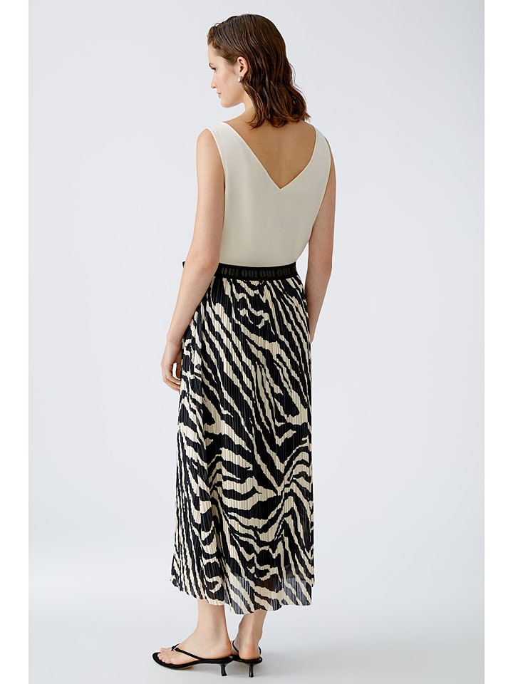 Oui Plisseerock in Creme/ Schwarz günstig kaufen