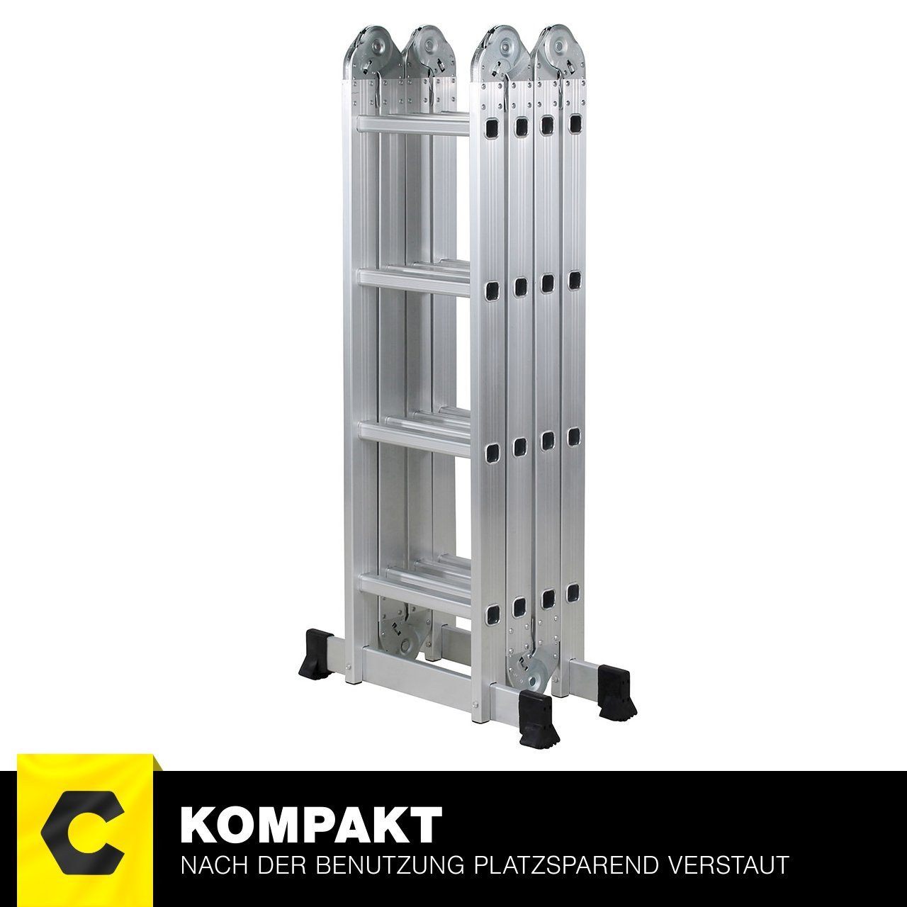 Craftfull Vielzweckleiter 6in1 Leiter CF-104A inkl. 3 Jahre Garantie Mehrzweckleiter Aluminium (Sicherheits-Sperriegel - Alu Stehleiter bis 150 kg - Anlegeleiter - Arbeitsbühne - Multigerüst mit Rollen - Haushaltsleiter - Stufen Leiter - Arbeitsleite