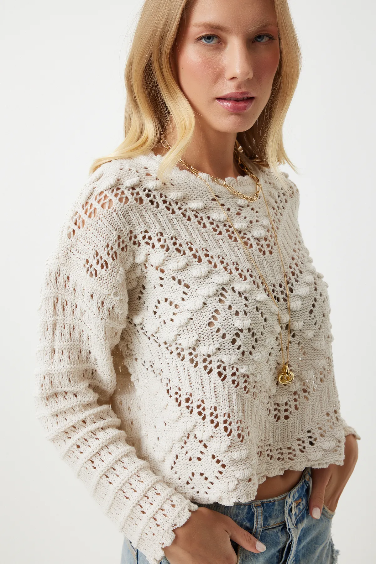 Happiness İstanbul  Pullover - Beige - Regular Fit