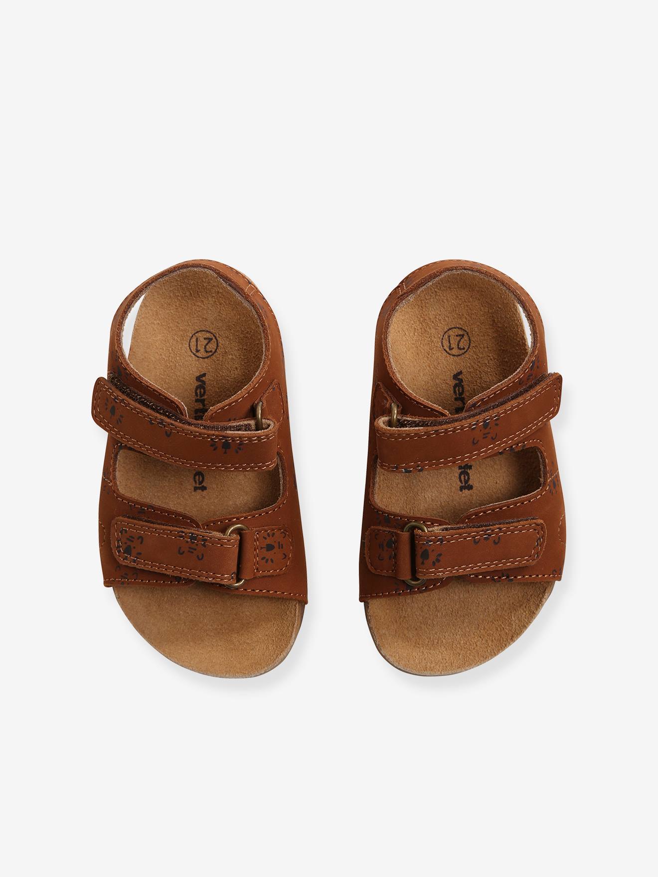 Vertbaudet Jungen Baby Klett-Sandalen - braun