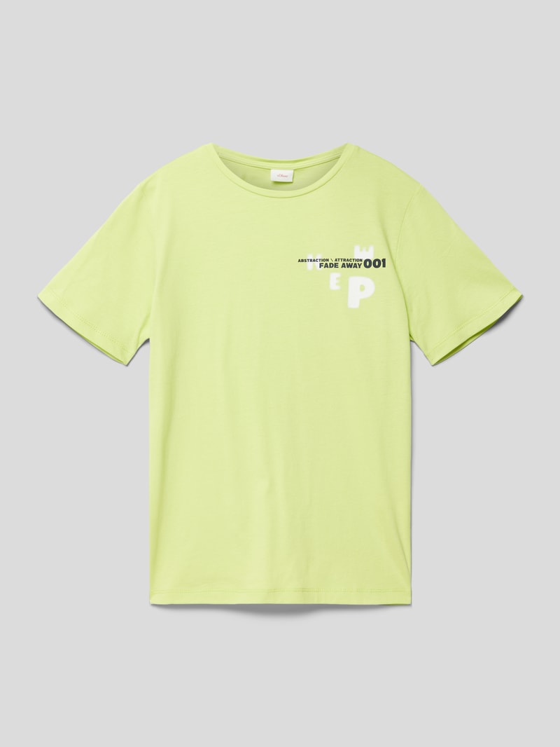 T-Shirt aus Baumwolle mit Statement-Print in apfelgrün