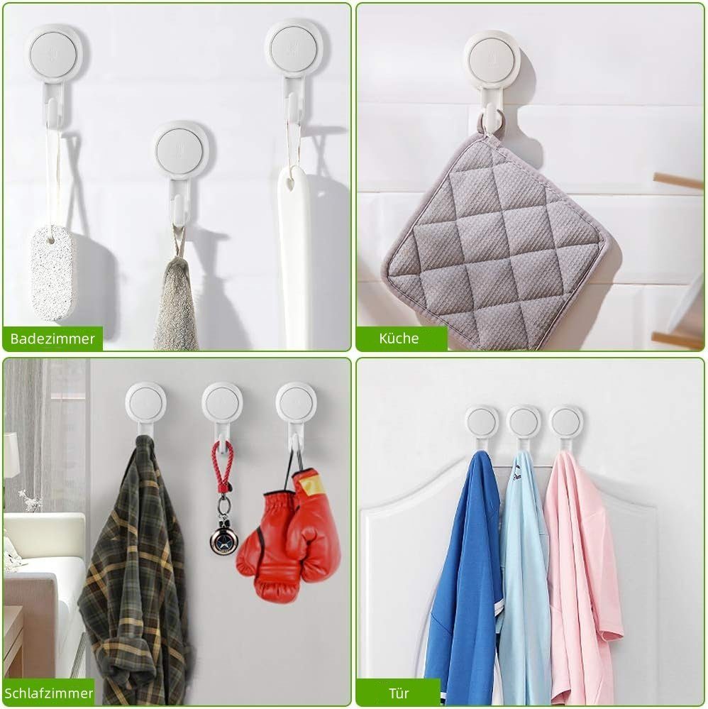 Elegear Wandhaken Wandhaken Handtuchhaken Saugnapf Haken Ohne Bohren, Badezimmer, Küche, Schlafzimmer, (2-St), Max. 5KG Wasserdicht