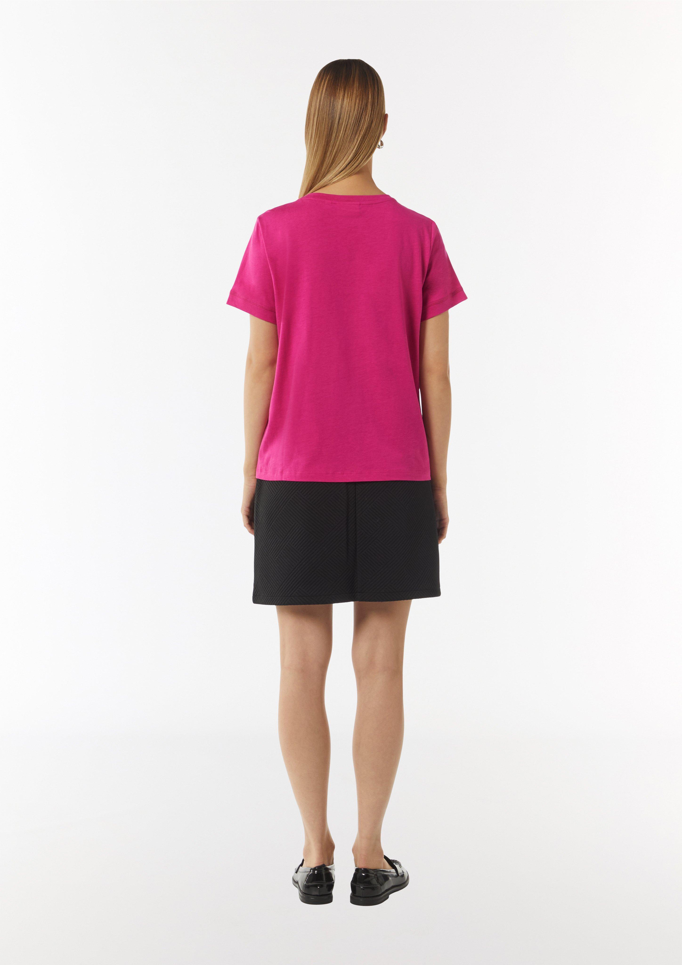 Weiches T-Shirt mit Logo-Stickerei - himbeere