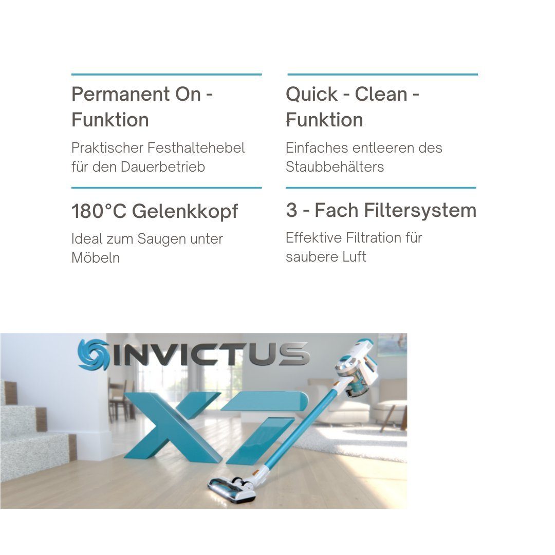 Genius Akku-Bodenstaubsauger Invictus X7, Akkustaubsauger inkl. X Water (31 Teile)