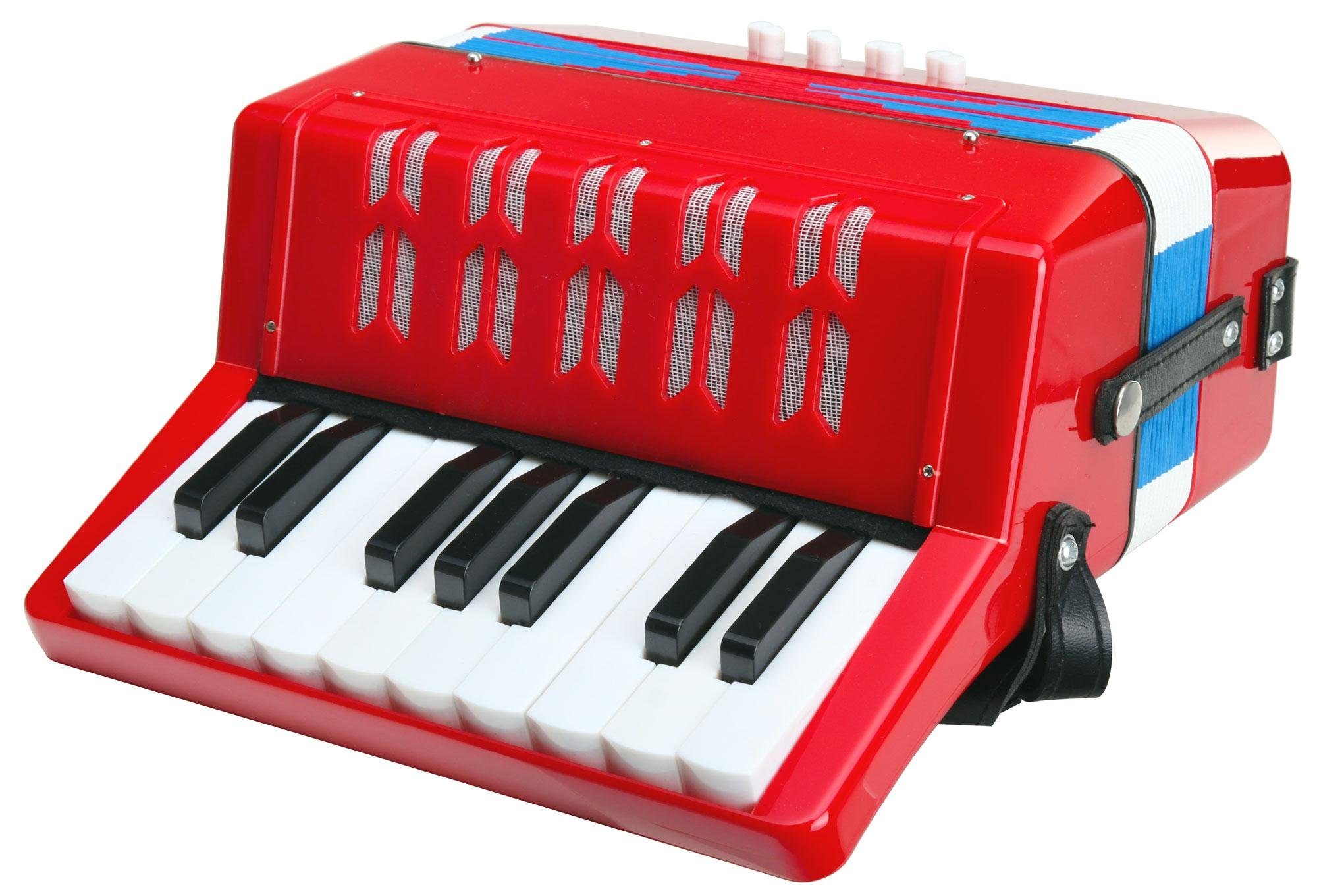 Classic Cantabile Kinder-Akkordeon Bambino Rosso Akkordeon - 17 Noten Tasten - 8 Bässe, einstellbare Schulter-Trageriemen