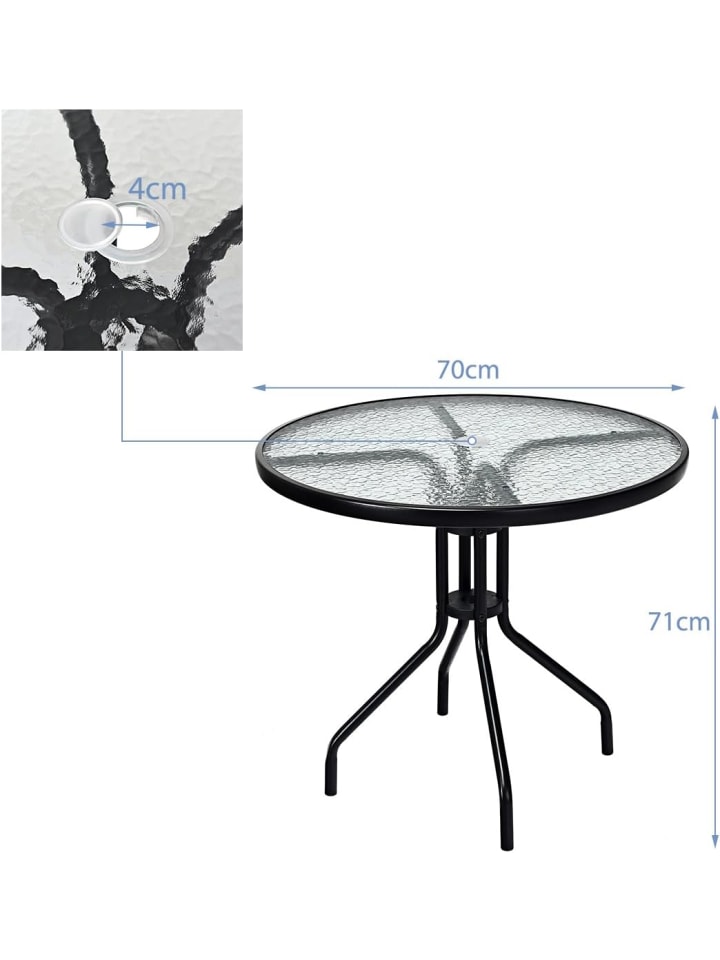 COSTWAY Gartentisch 70cm in Schwarz günstig kaufen onesize