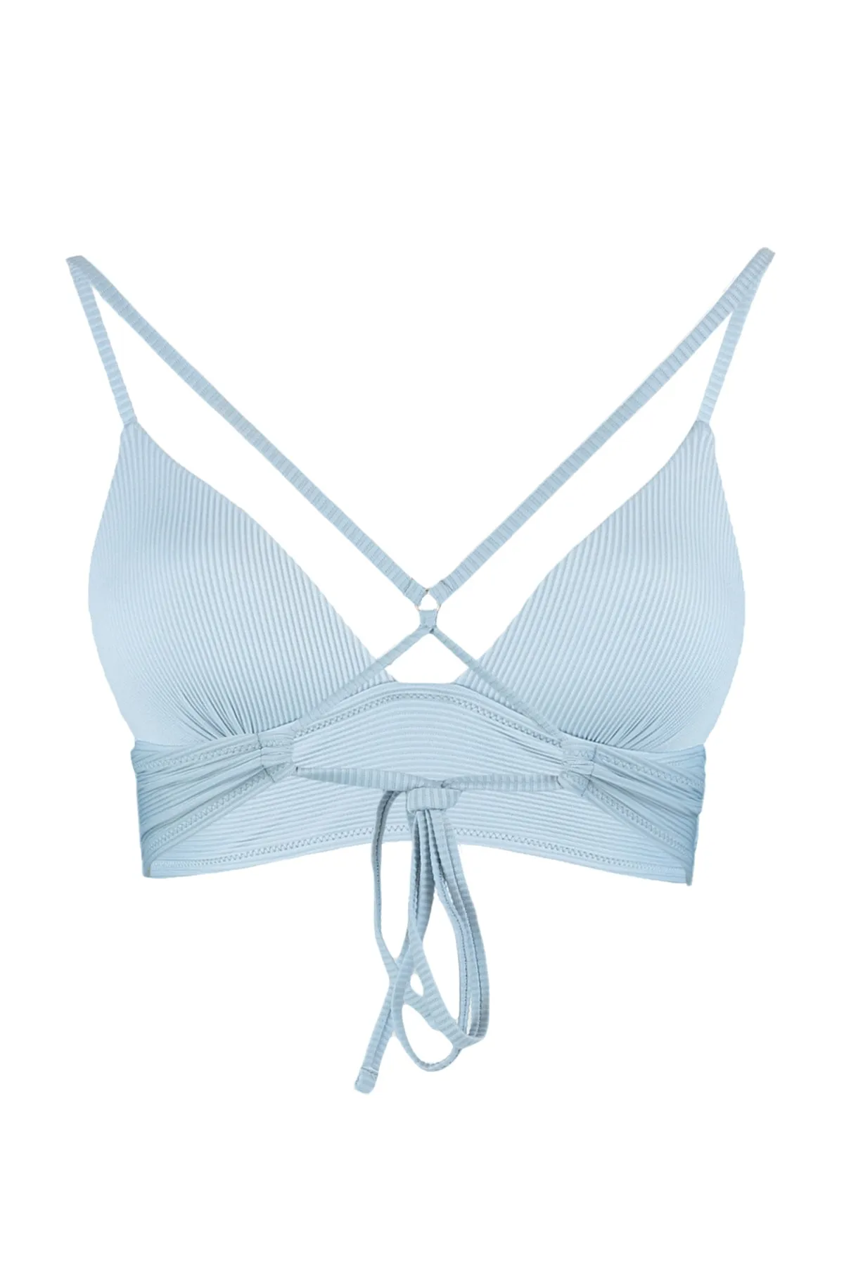 Trendyol Collection  Blaues Dreieck-Push-Up-Bikinioberteil mit Struktur TBESS21BU0010