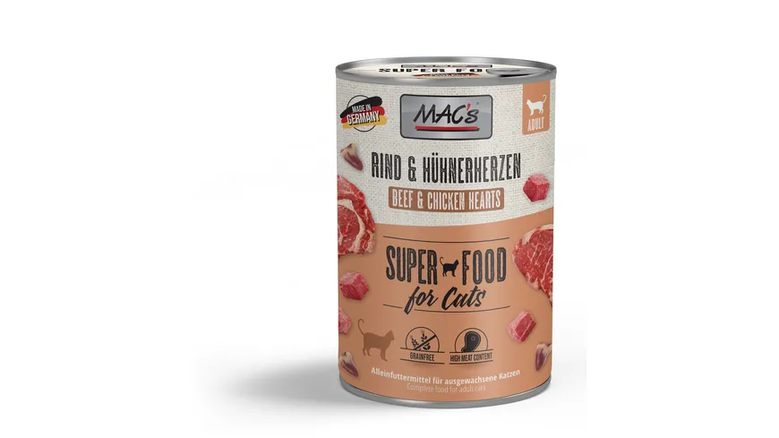 MAC's CAT Katzennassfutter Rind & Hühnerherzen 400 g