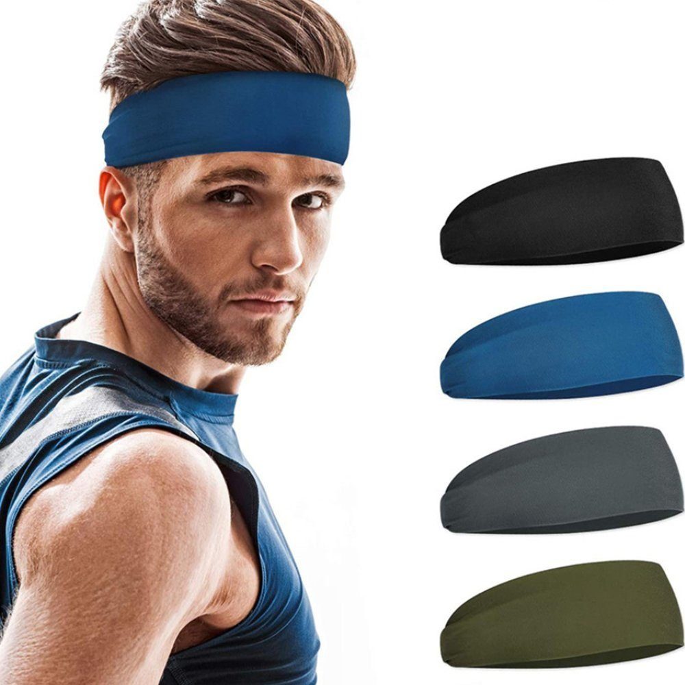 SRRINM Haarband Sport-Stirnband Feuchtigkeitsregulierung Training, 4-tlg.