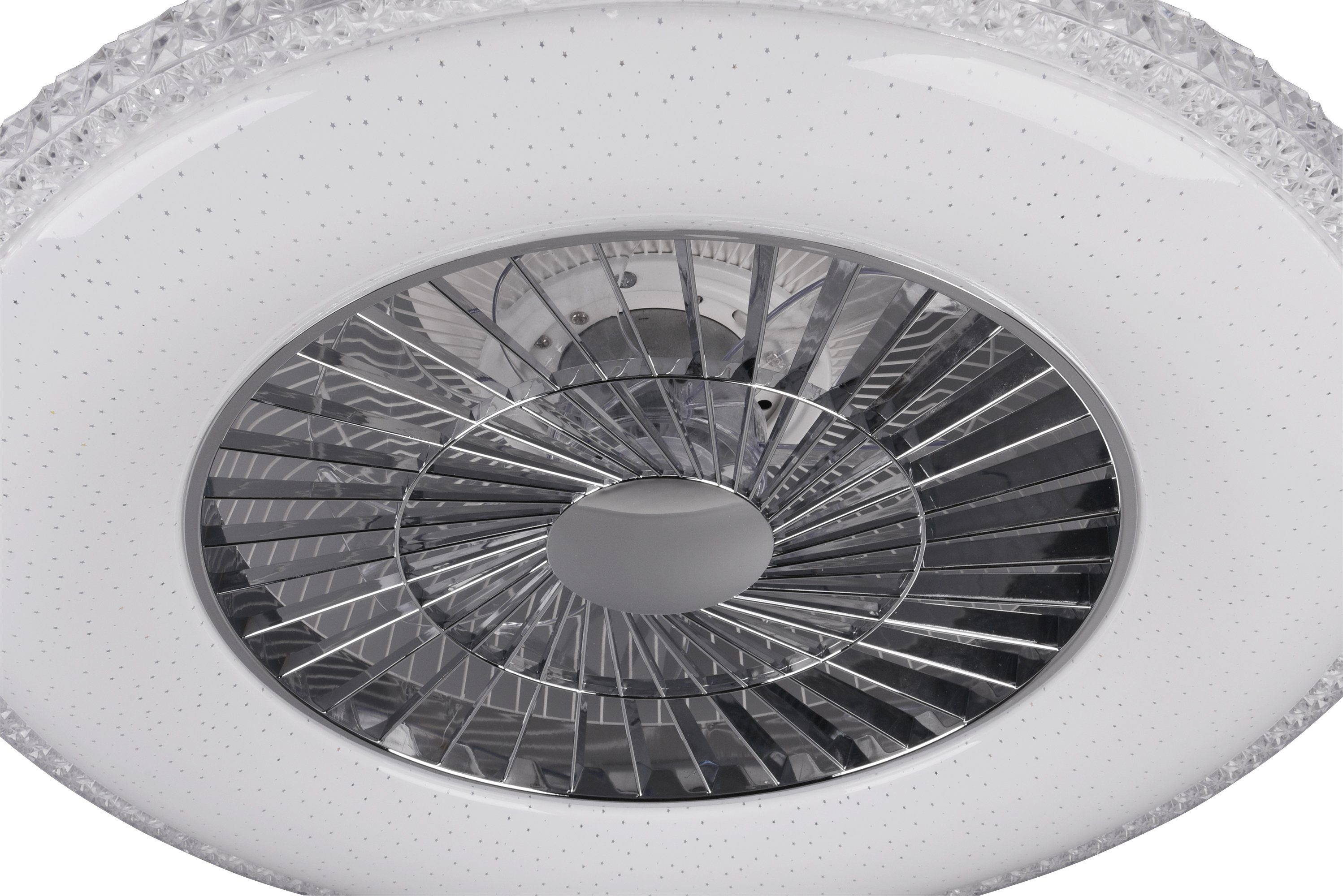TRIO Leuchten LED Deckenleuchte Harstad, Timerfunktion, Ventilatorfunktion, LED fest integriert, Neutralweiß, mit Ventilator, Fernbedienung., Leuchte/ Ventilator getrennt schaltbar