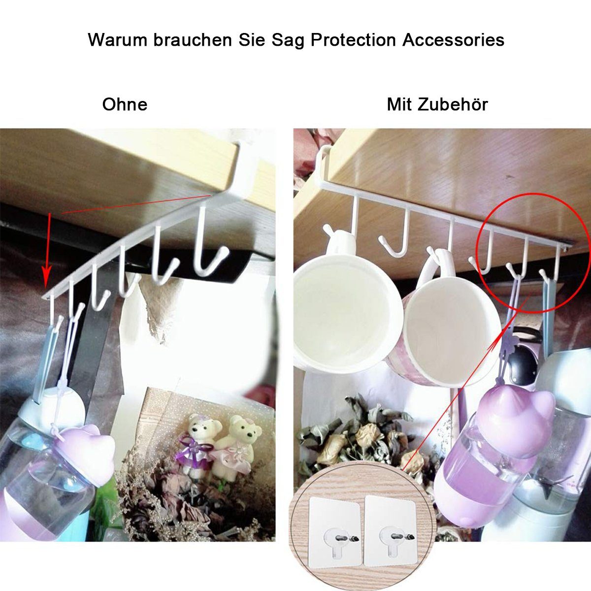 FeelGlad Gläserhalter 2St Becherhalter Tassen Weingläser Lagerung Schrank ohne Bohren