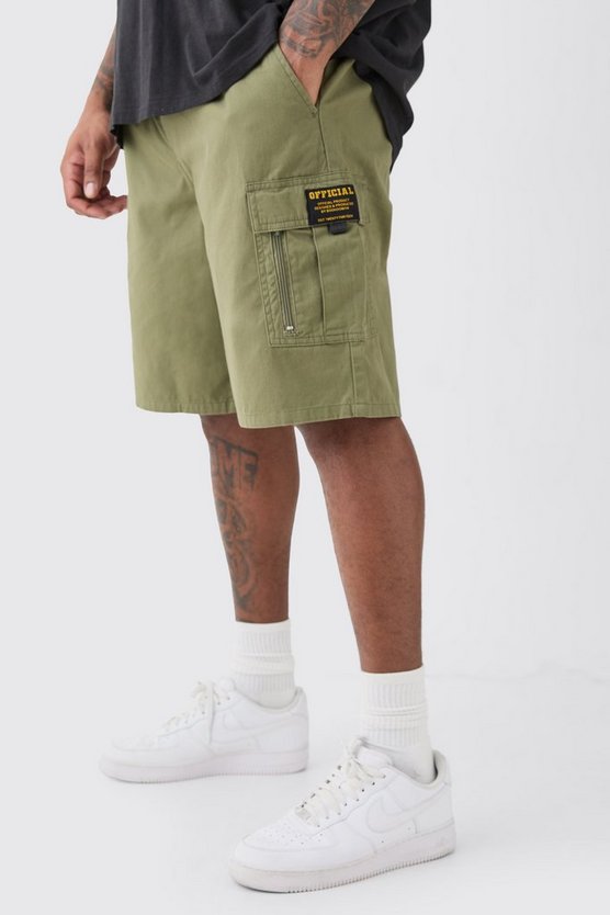 Plus lockere Twill Cargo-Shorts mit Reißverschluss-Detail
