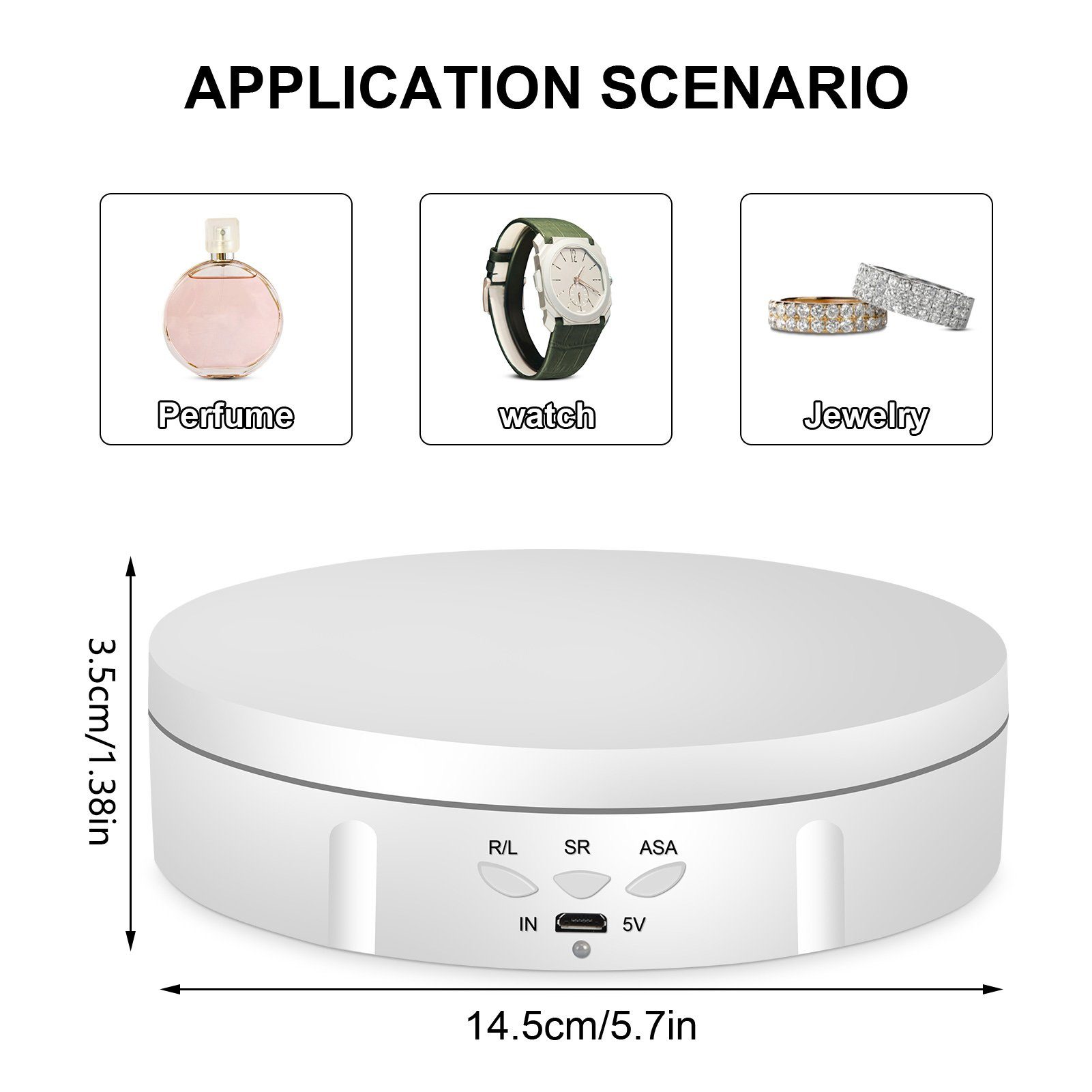 Rutaqian Drehteller 360 Grad Elektrischer Drehteller Für Präsentation von Schmuck, Uhren