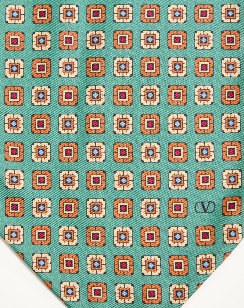 Gravata Ascot de seda com motivo pontiagudo