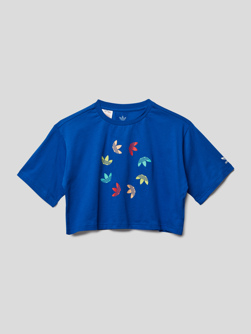 Cropped T-Shirt mit Logo-Prints in royalblau