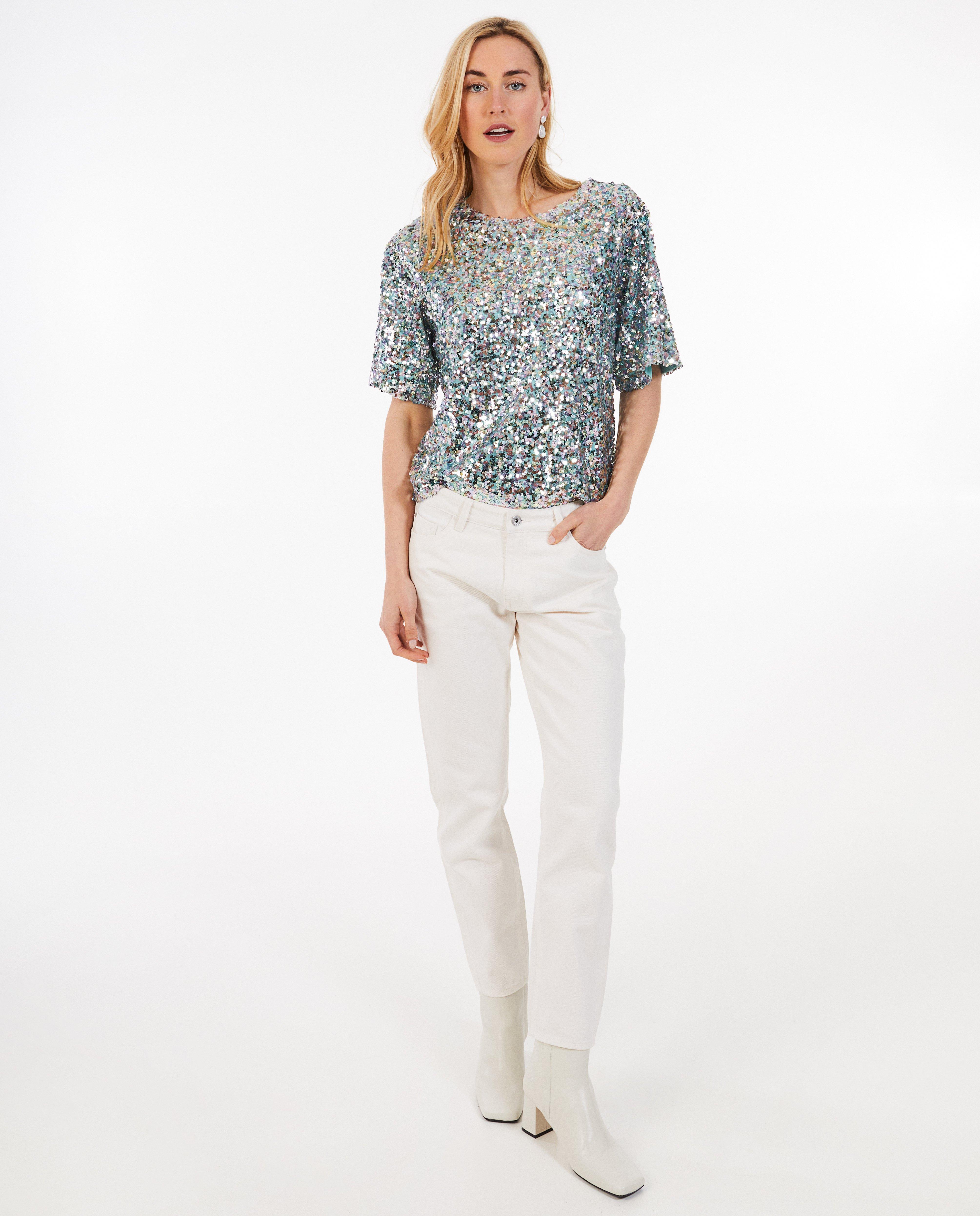 Pantaloni Sora White, croială mom albă