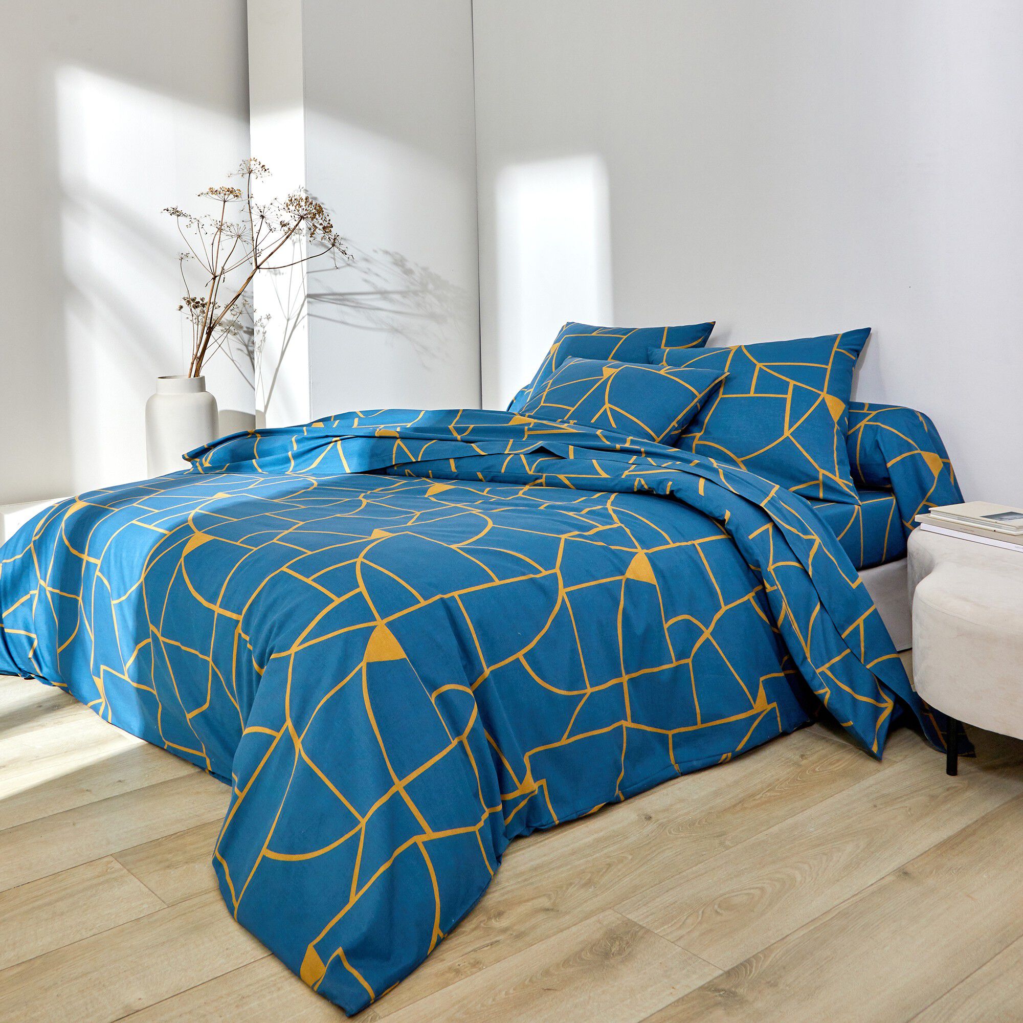 Linge de lit Geoffroy en coton à motifs graphiques