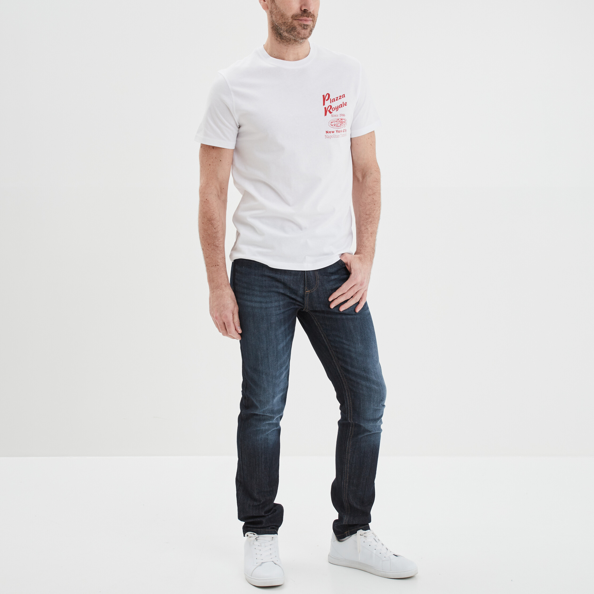 T-shirt droit manches courtes coton blanc homme | La Halle