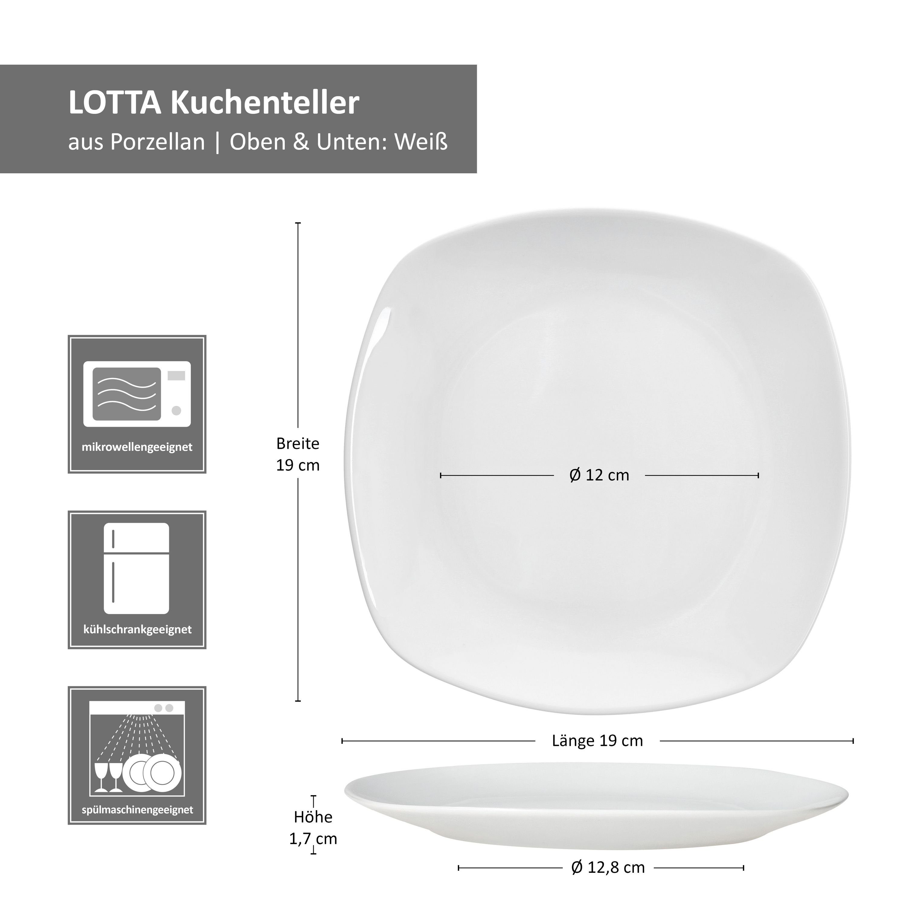 MamboCat Frühstücksteller 6er Set Lotta Kuchenteller weiß Porzellan