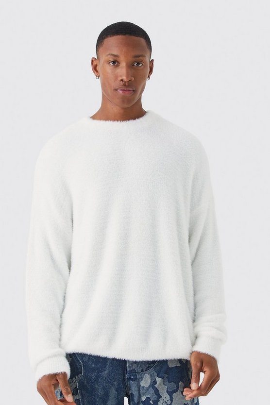 Flauschiger Oversize Rundhals-Pullover