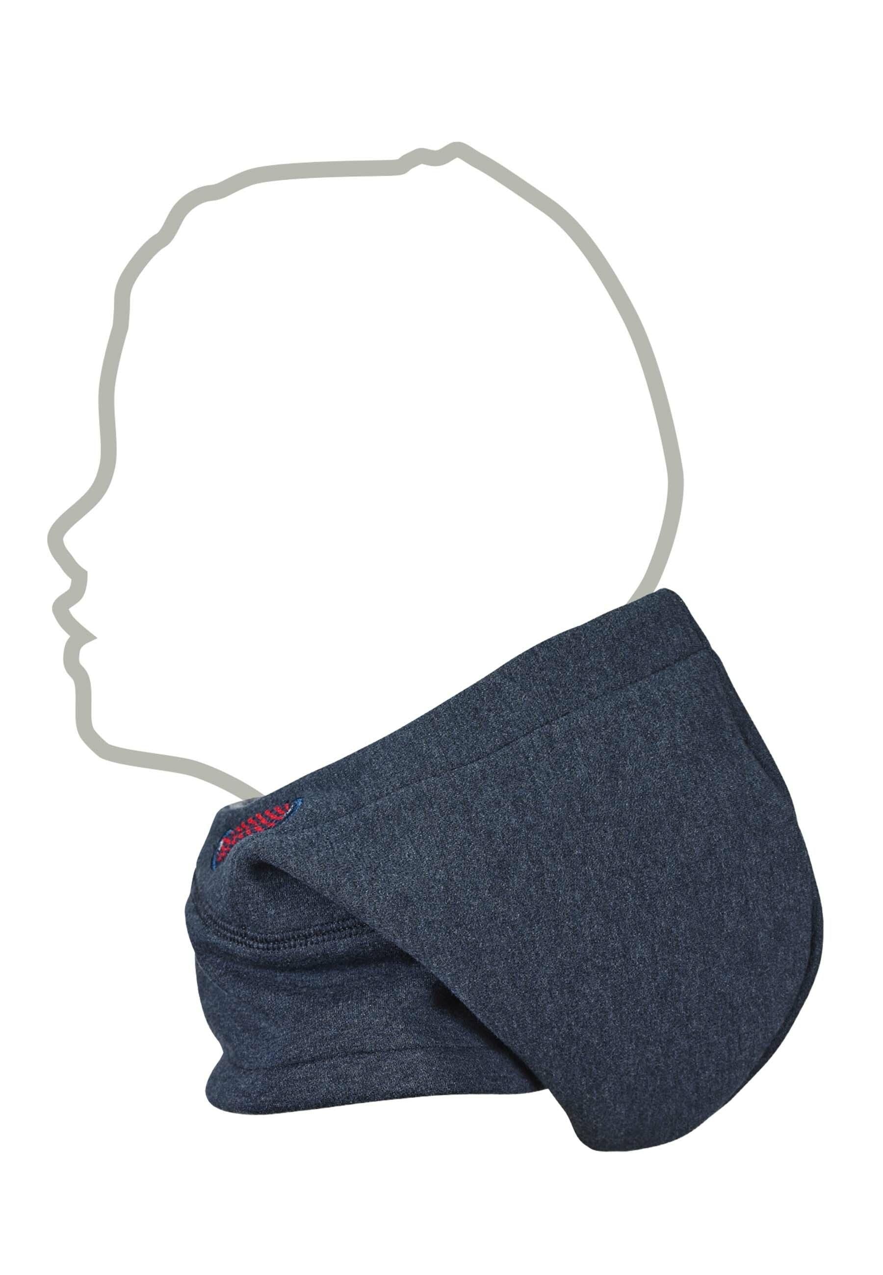 Schalmütze in Marine aus Jersey Melange