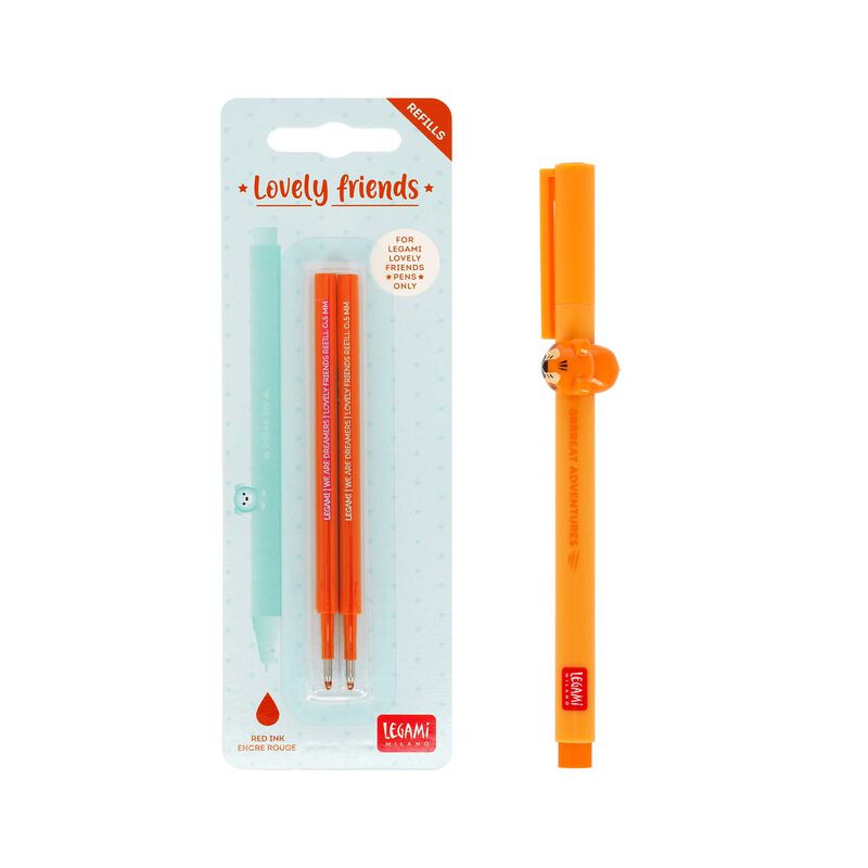 Juego de bolígrafos Lovely Tiger con recambios naranjas.