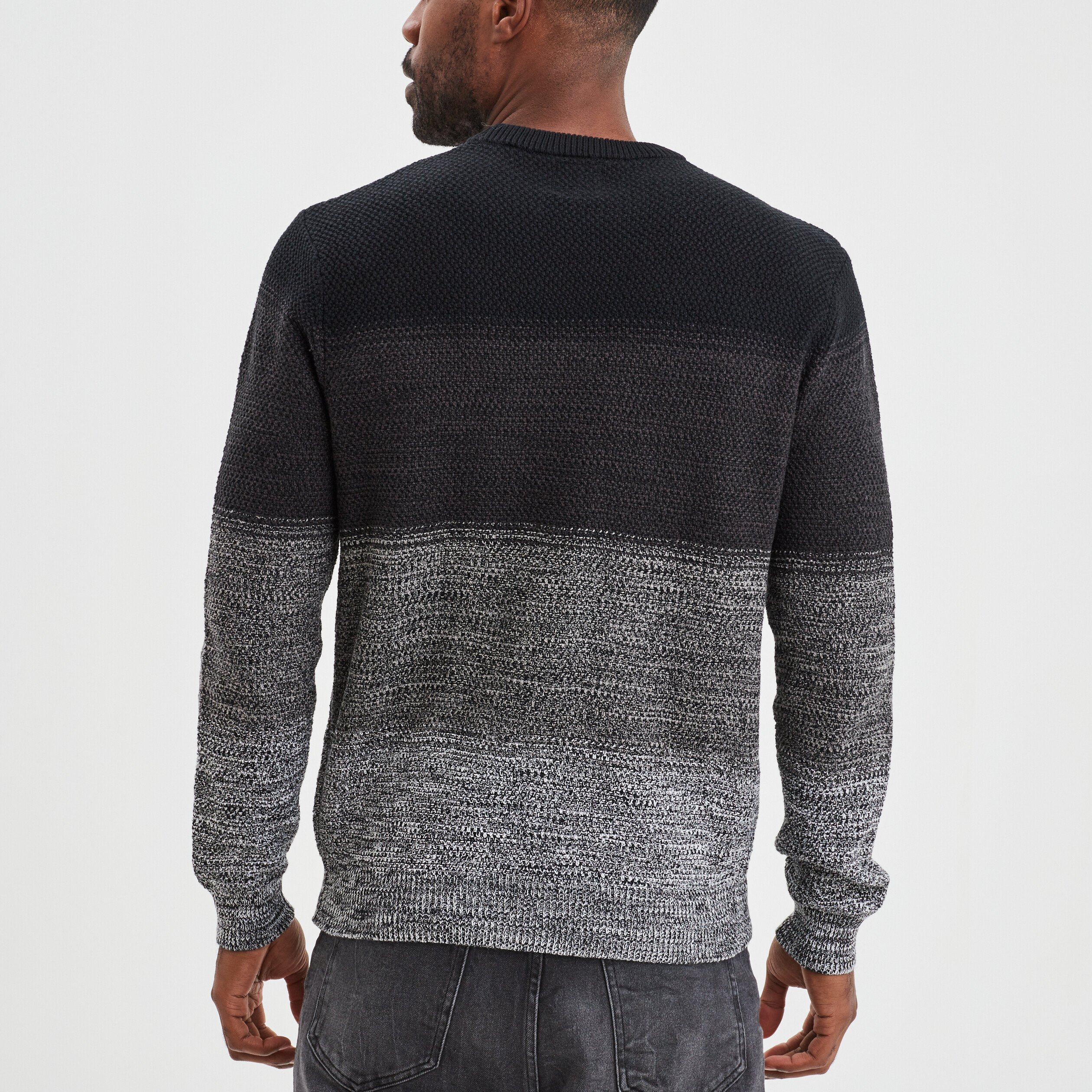 Pull col rond manches longues Liberto gris foncé homme | La Halle