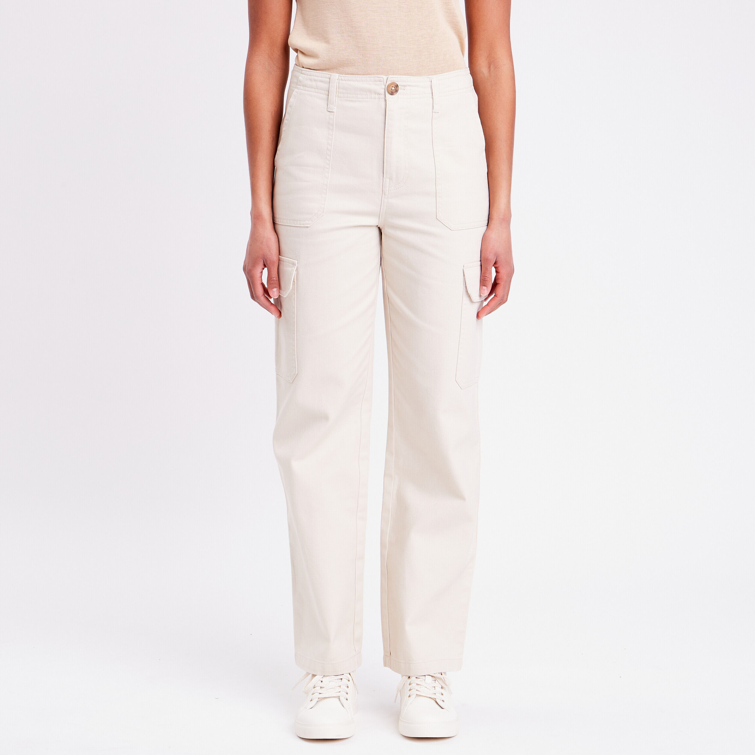 Pantalon jambes larges cargo sable femme | Cache Cache