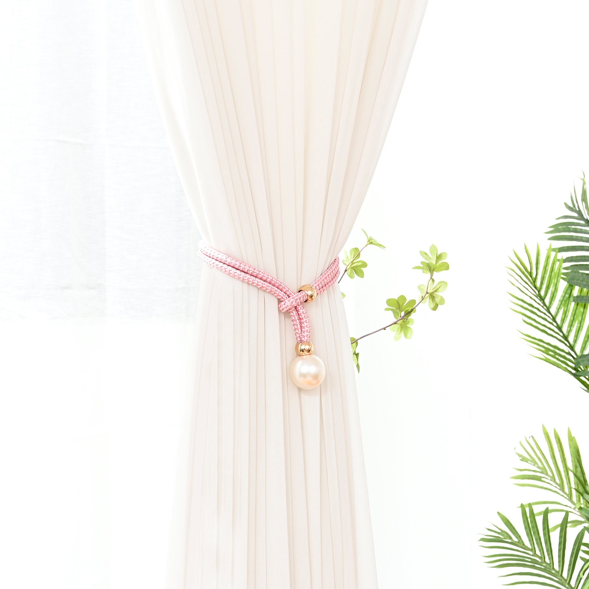 Raffhalter Fenstervorhangseil, Perle, 53 cm, Haltegriffe, für Wohnzimmer Ornament, Sunicol, (1-tlg., Vorhangseil), 4 cm Durchmesser Perle