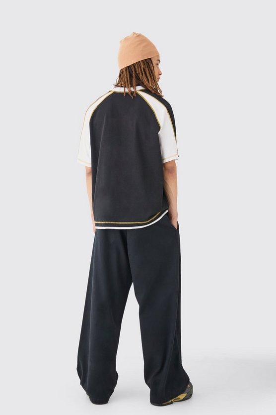 Chino-Hose mit extrem weitem Bein und Anhänger