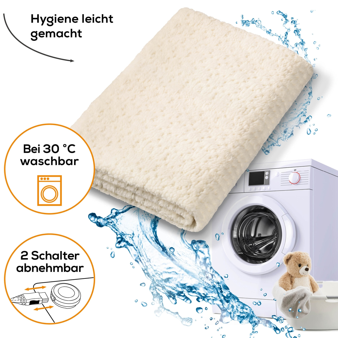 Beurer Doppel-Wärmeunterbett UB 56 Teddy Double-Extra großes & weiches Wärmeunterbett mit 2 Schaltern - 150 x 160 cm
