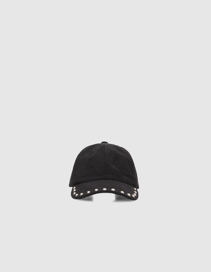 Casquette noire en velours cloutée Femme
