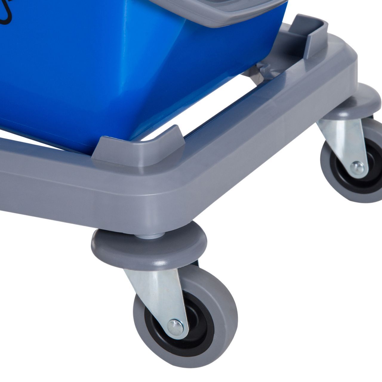 HOMCOM Putzwagen Reinigungswagen Wischwagen mit 2 Eimern Systemwagen mit 4 leichtgängigen Rollen Metall PP Blau Rot 73 × 45 × 92 cm