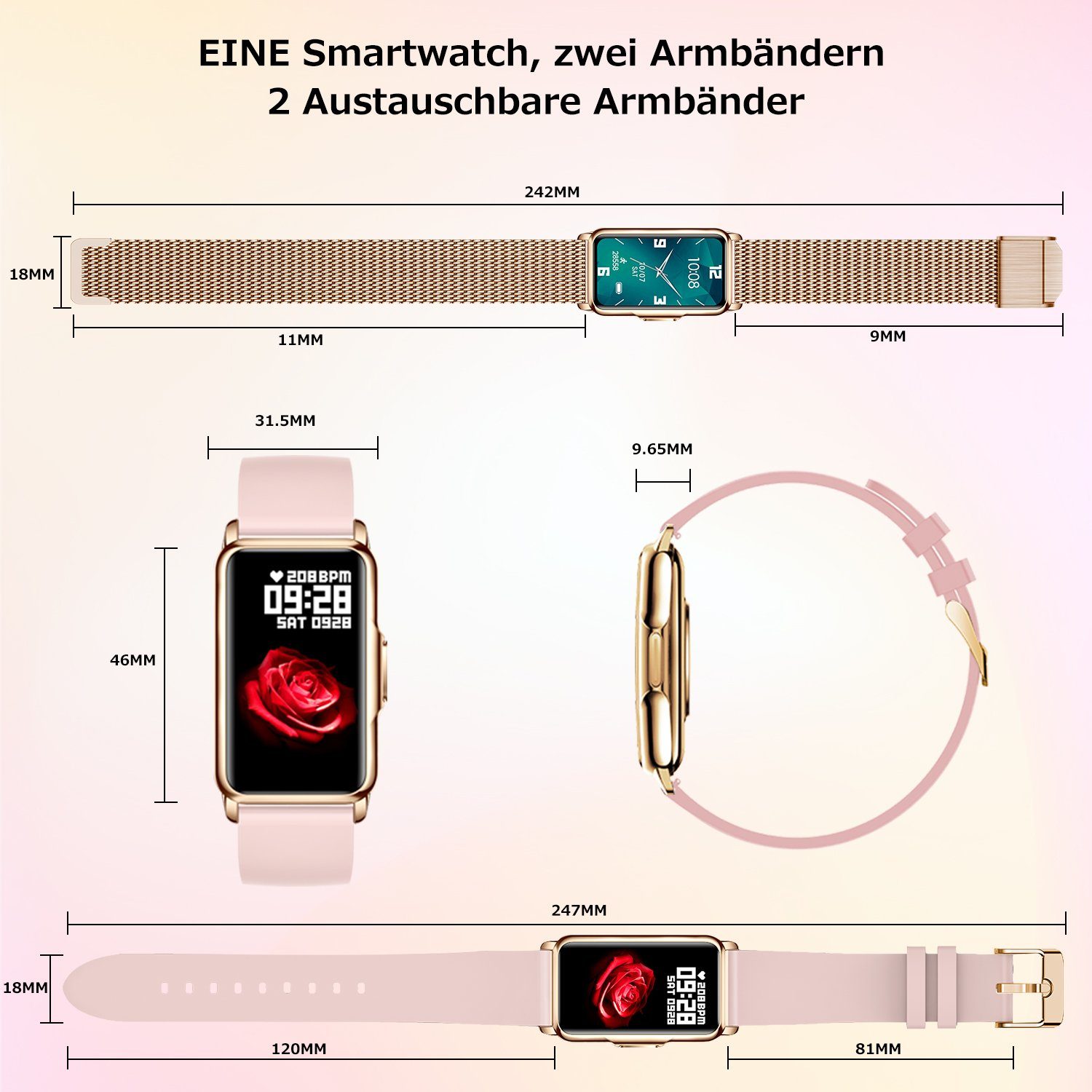Mutoy Smartwatch, Fitness Tracker Uhr für Damen, Aktivitätstracker Uhren Smartwatch (1,47