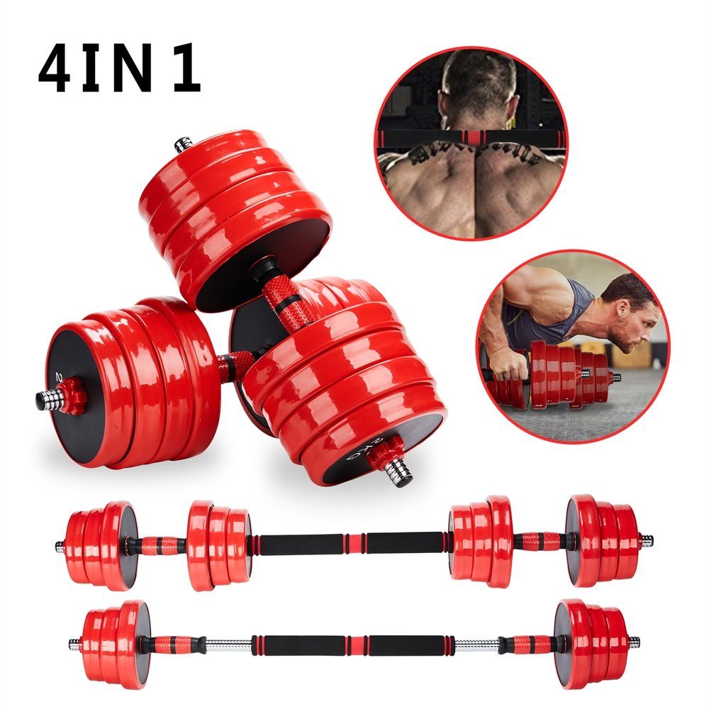 Mucola Kurzhantel Kurzhantel Langhantel 4in1 Set Hantelset verstellbar Gewichte 20 30 40 KG Hantel Hantelstangen Kurzhantelset, (Set, Premium-Hantelset, Premium-Trainingsset), Geräuscharm und Bodenschonend