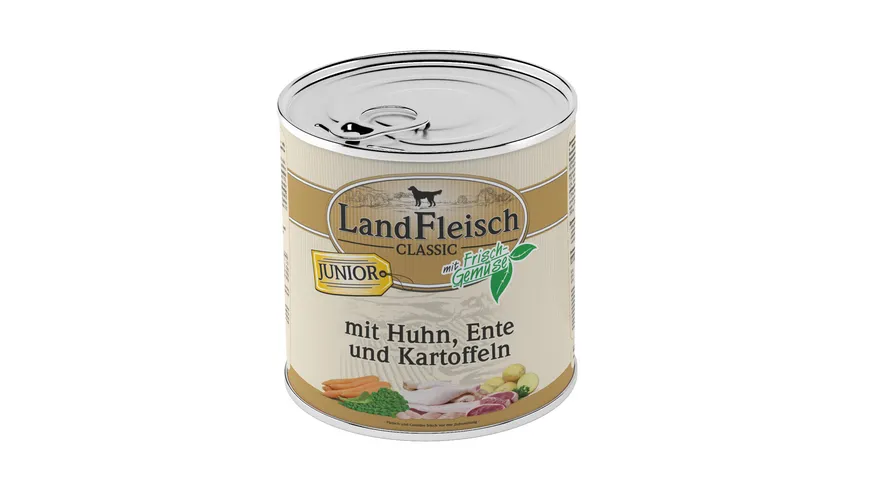 LandFleisch Classic Hundenassfutter Junior Huhn & Ente & Kartoffeln mit Frischgemüse 800g 800 g