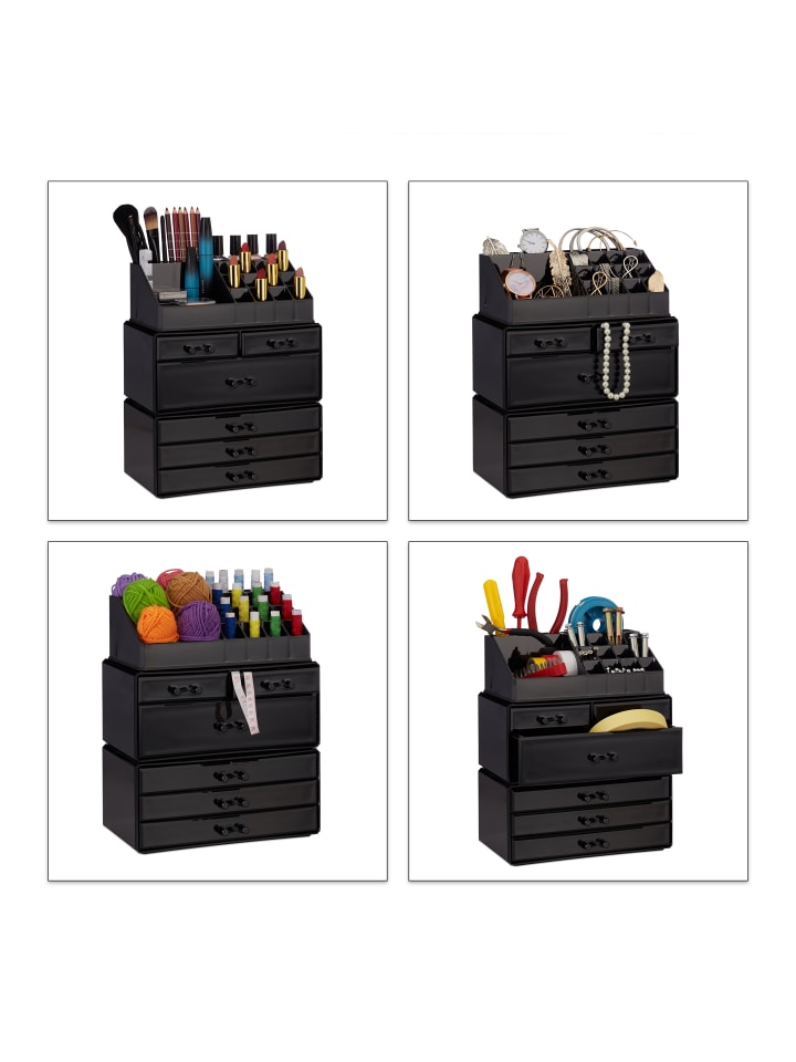 relaxdays Kosmetikorganizer in Schwarz günstig kaufen onesize
