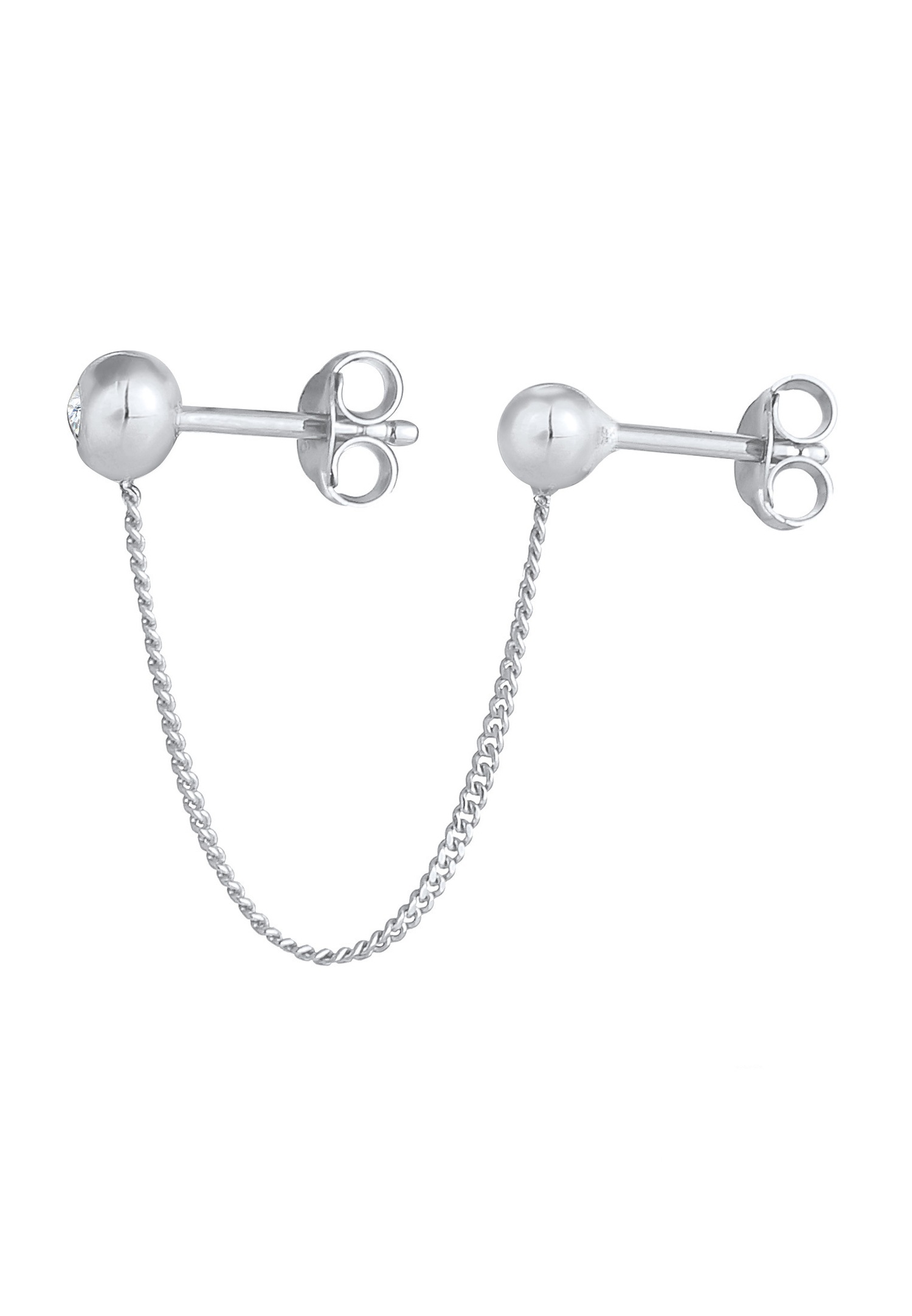 Orecchini a doppio perno Elli Femmes con sfera, tendenza blogger, con cristalli di zirconi in argento sterling 925 placcato oro.