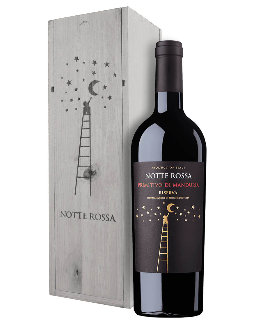 Primitivo di Manduria Riserva DOC 2018 Notte Rossa 0,75 ℓ, Caisse bois