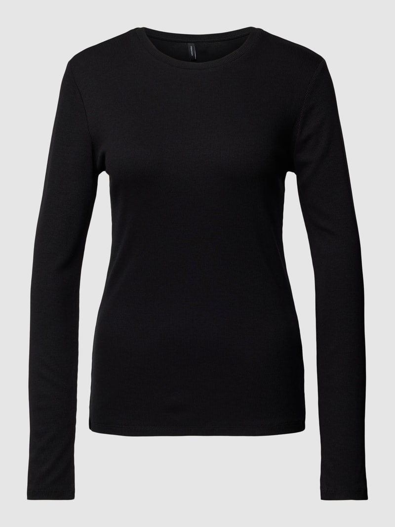 Longsleeve mit Feinripp Modell 'ROMA' in schwarz
