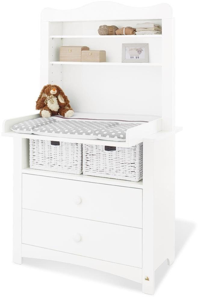Pinolino® Babyzimmer-Komplettset Florentina, (Set, 4-St., Kinderbett, Wickelkommode, Regalaufsatz, Kleiderschrank), breit groß mit Regalaufsatz; mit Kinderbett, Schrank und Wickelkommode