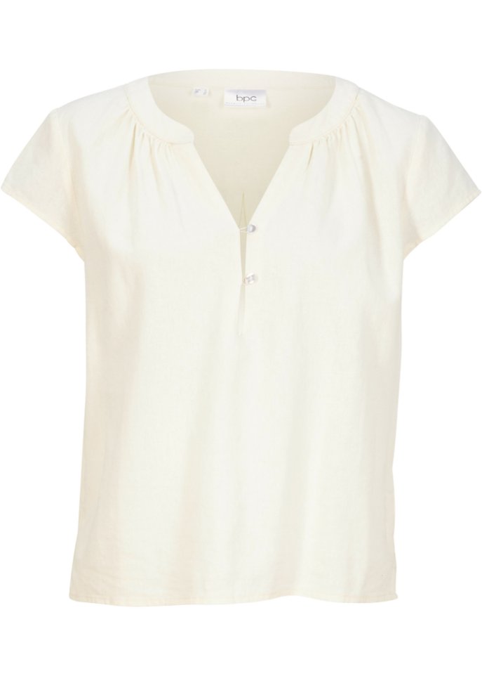 Kurzgeschnittene Bluse mit Leinen und Seitenschlitzen