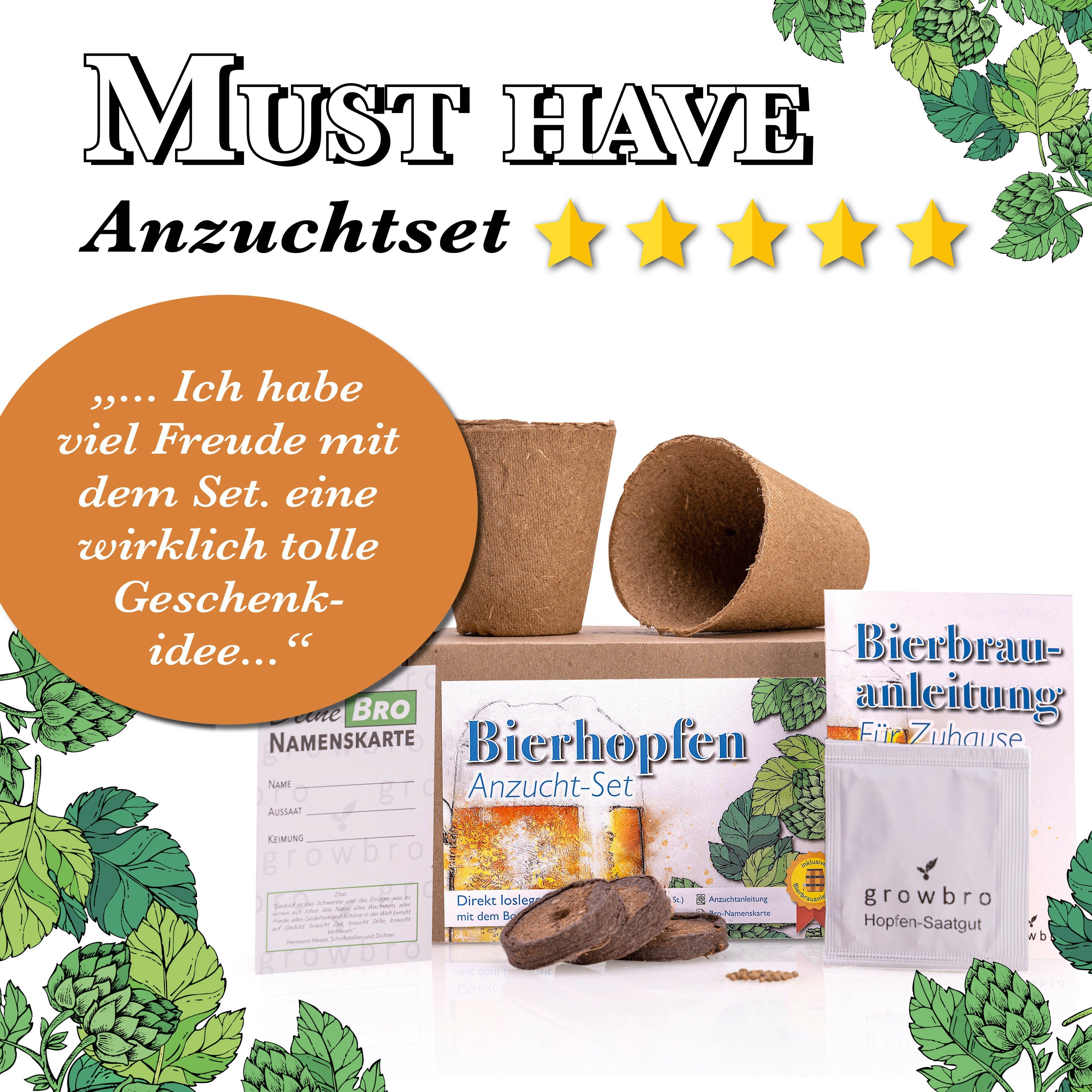 Kunstpflanze Hopfen Anzuchtset DER WEG ZU DEINEM EIGENEN BIER Geschenk für Männer, growbro, - Unser Bestseller, bekannt aus Social Media