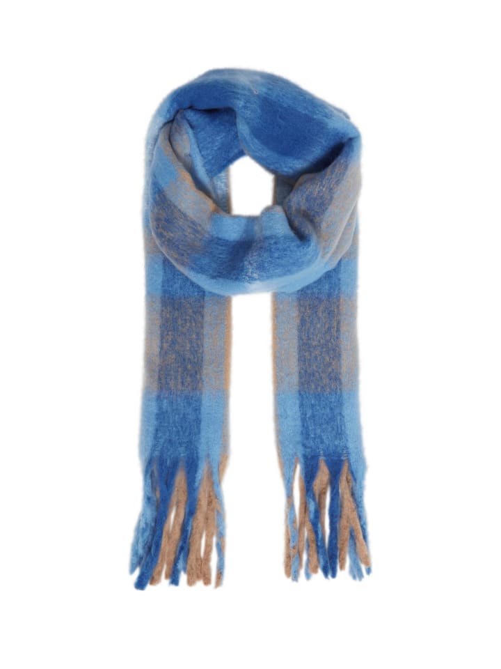 Oxmo Strickschal OXVIVISCARF 21800192-ME Winterlicher Strickschal mit auffälligem Karomuster in Blau günstig kaufen onesize