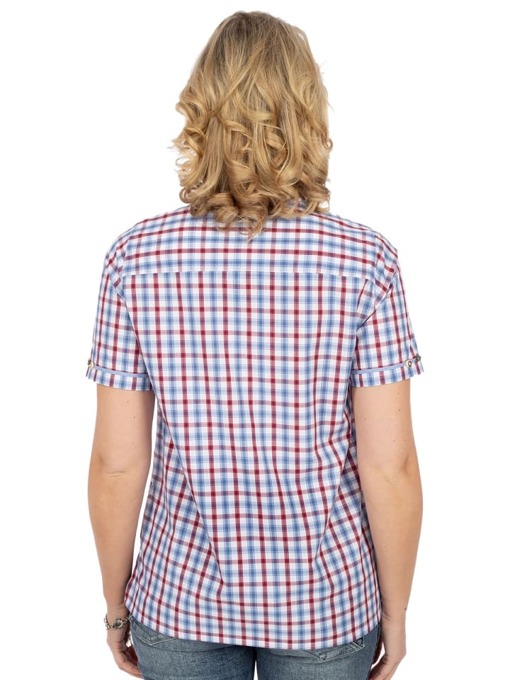 OS-Trachten Trachtenbluse 451000-4036 in rot-blau günstig kaufen